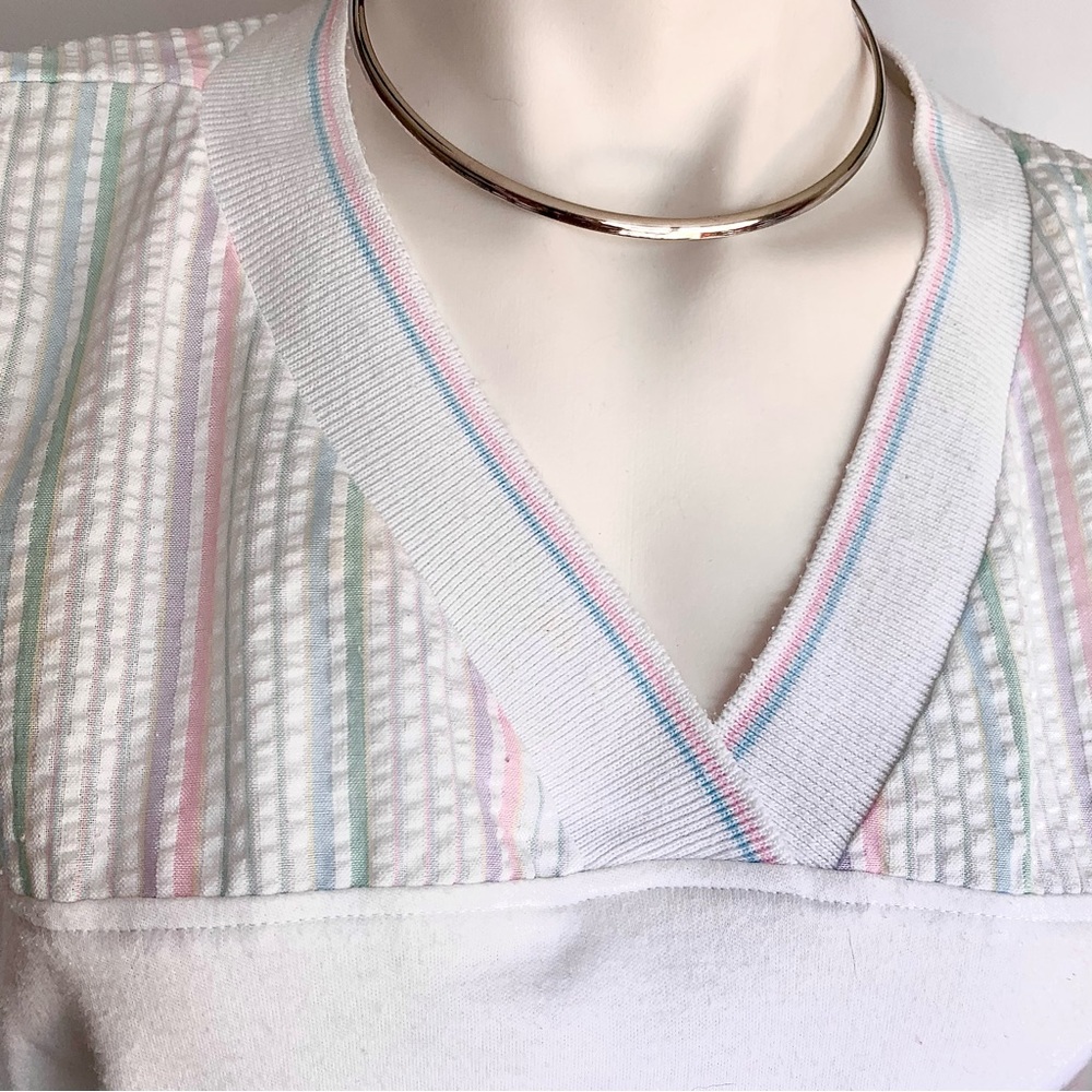v i n t a g e :: Pastel Seersucker Cape Cod Slouchy Granny Top - Picture 5 of 12